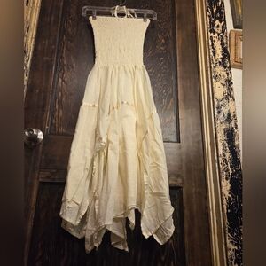 Vntg 70s Traditional Mexican Peasant Bohemian Smoked Asymmeyrical Dress EUVC!!